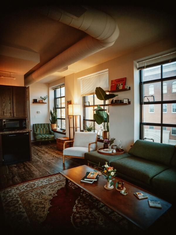 cozy-room-decorated-vintage-green-couch